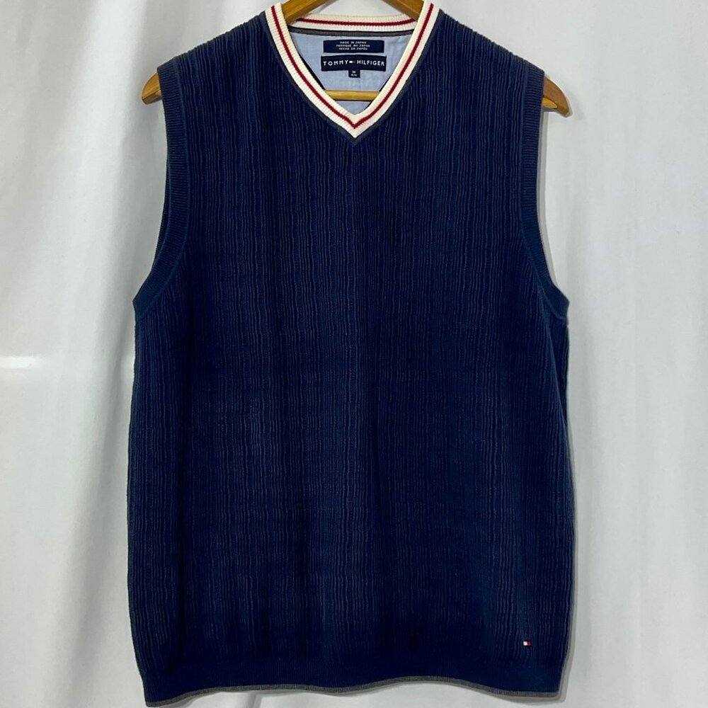 Tommy Hilfiger Size Med Vneck Knit Sweater Vest Mens Vintage 90s Y2K Preppy